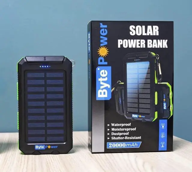 Alt view image 2 of 7 - JAENFONG SolarCharger Power Bank 20000mAh Portable Solar Pone Charger with Compass Carabiner Whistle Flashlights Solar Panel Charger Camping Gear Accessory (Green)