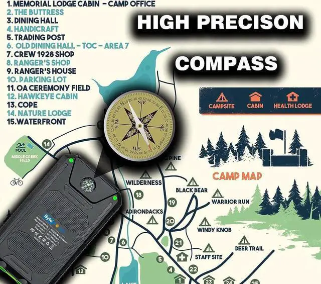 Alt view image 5 of 7 - JAENFONG SolarCharger Power Bank 20000mAh Portable Solar Pone Charger with Compass Carabiner Whistle Flashlights Solar Panel Charger Camping Gear Accessory (Green)