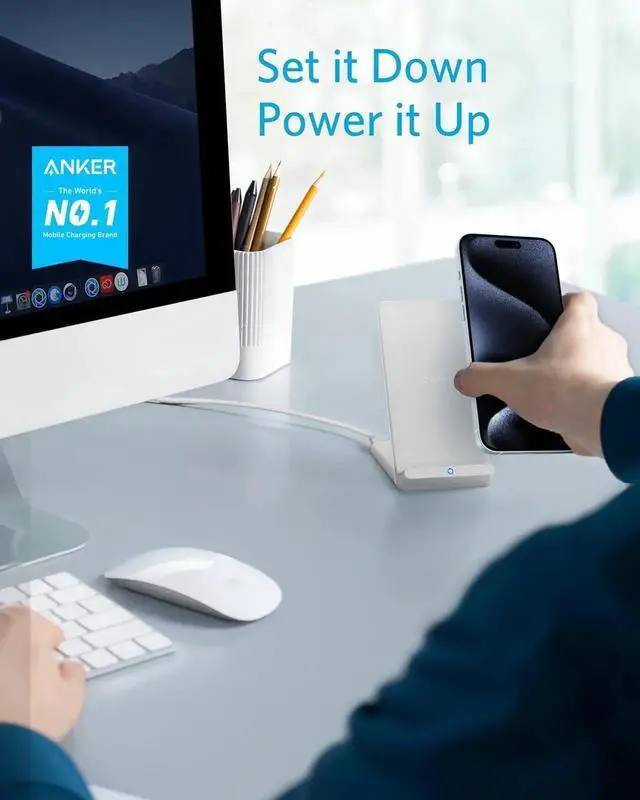 Alt view image 6 of 6 - 2 Pack 313 Wireless Charger (Stand) Qi-Certified for iPhone 16/16 Pro/16 Pro Max/15/14/13 10W Fast-Charging Galaxy S23 S22 S21(No AC Adapter)