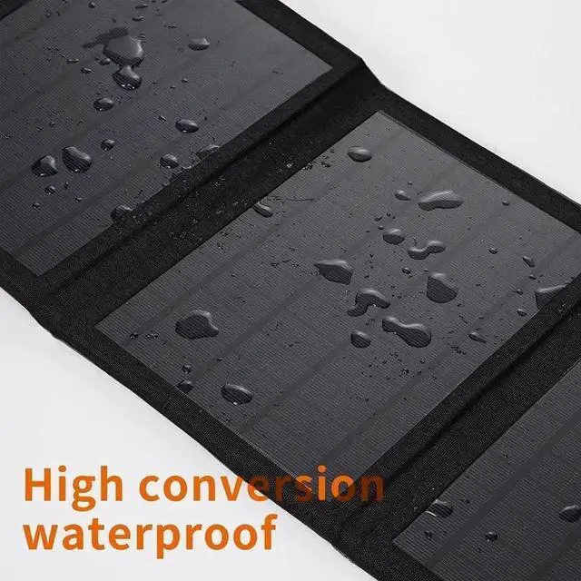 Alt view image 5 of 7 - JAENFONG Portable Solar Panel 35W Mobile Phone Solar Charger with Dual USB Outputs Waterproof Smartphones Battery Charger Foldable Solar Charging Panel for Camping Hiking and Outdoor Trip (Black)