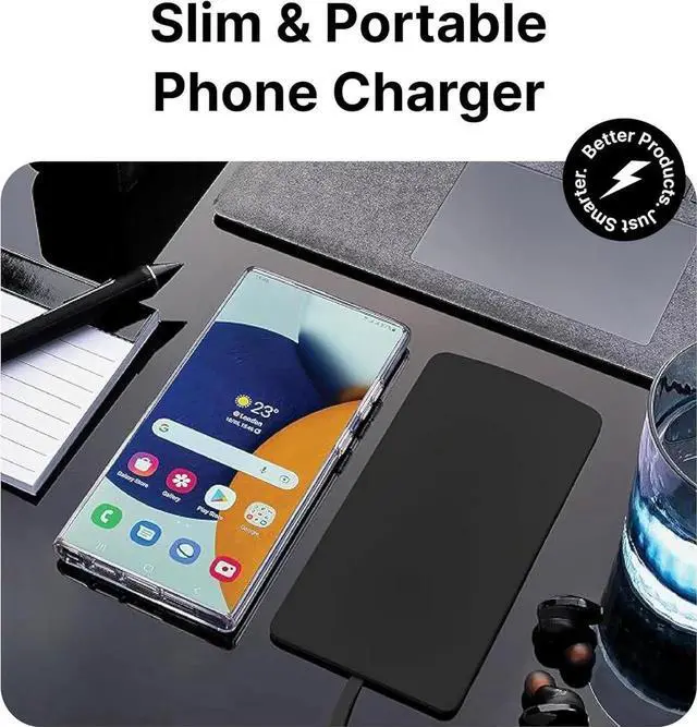 Alt view image 6 of 7 - Its Just Smart Ultra Slim Wireless Charger Up to 15W Max Fast Charging Pad Qi-Certified Phone Charger Compatible with iPhone and All Qi-Enabled Devices Adapter Not Included (Black)