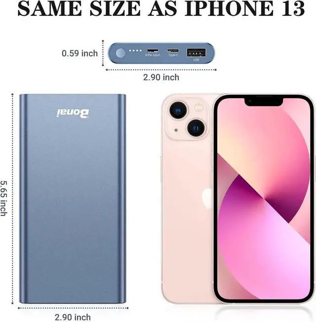 Alt view image 3 of 7 - JAENFONG Portable Charger 12 000mAh 5V/3A Fast Charging Power Bank Dural Input & Output Ports (USB-C in & Out) Portable Phone Charger for iPhone 15/14/13/12 Series Galxy Android iPad etc - Blue