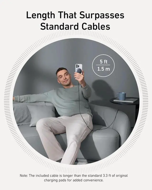 Alt view image 6 of 7 - MagSafe Charger Pad MagGo iPhone 16 Wireless Charging Pad Qi2 Certified 15W Wireless Charger Compatible with iPhone 16/16 Plus/16 Pro/16 Pro Max/15/14/13/12 Series (USB-C Adapter Included)