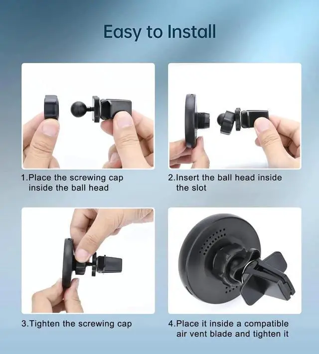 Alt view image 6 of 6 - Magnetic Wireless Car Charger Mount Compatible with Magsafe iPhone 15/ iPhone 14/iPhone 13 Fast Charging Air Vent Magnet Accessories Car Phone Holder