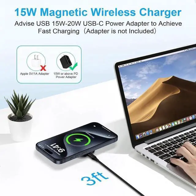 Alt view image 6 of 7 - Wireless Charger Fast Charging Pad 15W Wireless Magnetic Magsafe Charger for Galaxy S25 Ultra S25 Plus S24 Ultra S23 FE S22 S21 S20 Z Flip6/Fold6 iPhone 16 Plus 15 Pro Max Pixel 9Pro 8