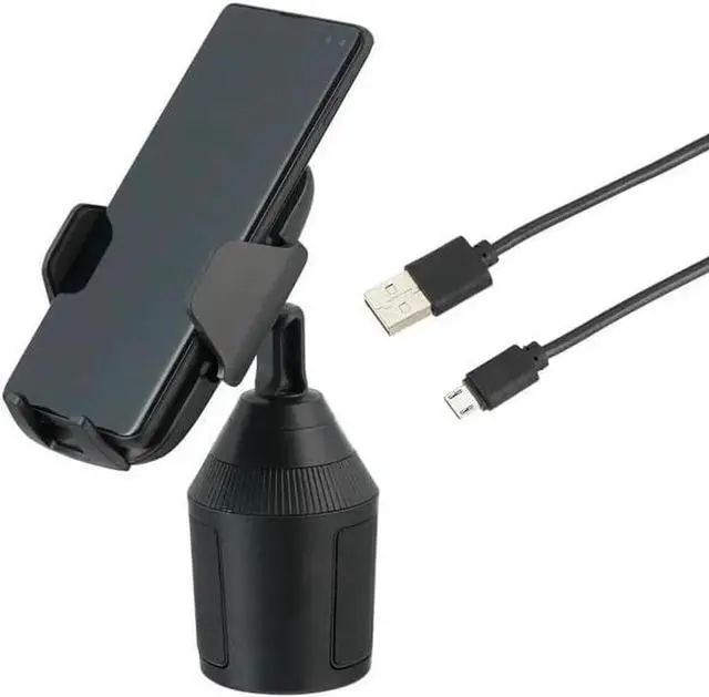 Alt view image 2 of 5 - Cup Holder Phone Mount with Wireless Charger Multi-Angle Rotation Quick-Push Release Button Lightweight