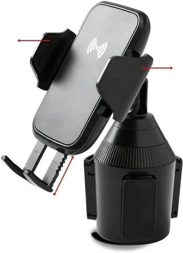 Main image of Cup Holder Phone Mount with Wireless Charger Multi-Angle Rotation Quick-Push Release Button Lightweight