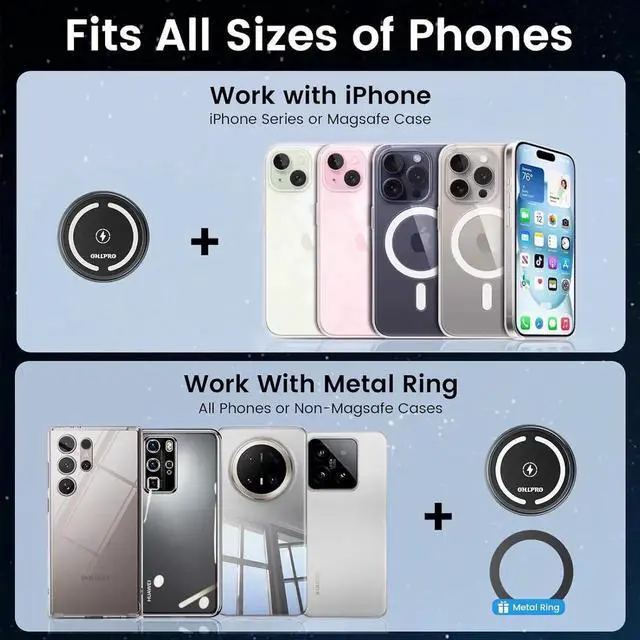 Alt view image 2 of 7 - for MagSafe Car Mount Charger iPhone Wireless Car Charger Stick on Dashboard Magnetic Phone Holder Mount for iPhone 16 Pro Plus Max 15 14 13 12 Series 15W Fast Charging Aluminum Shell