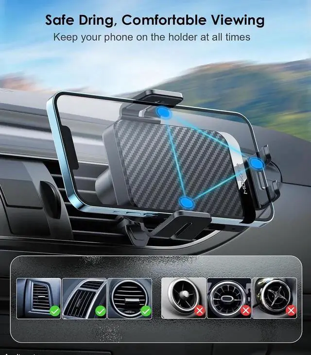 Alt view image 6 of 6 - Wireless Car Charger 15W Fast Charging Auto-Clamping Car Charger Phone Mount Air Vent Cell Phone Holder Compatible iPhone 16/15/14/13/13 Pro/12 pro/12/11 Galaxy S23/S22/S21/S20 etc