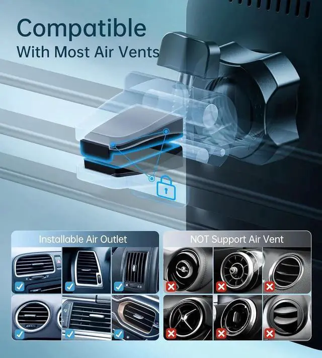 Alt view image 3 of 6 - for for MagSafe Car Mount Charger with Adapter 360° Rotation Magnetic Wireless iPhone Car Charger for Air Vent Compatible with iPhone 16/15/14/13/12 Series