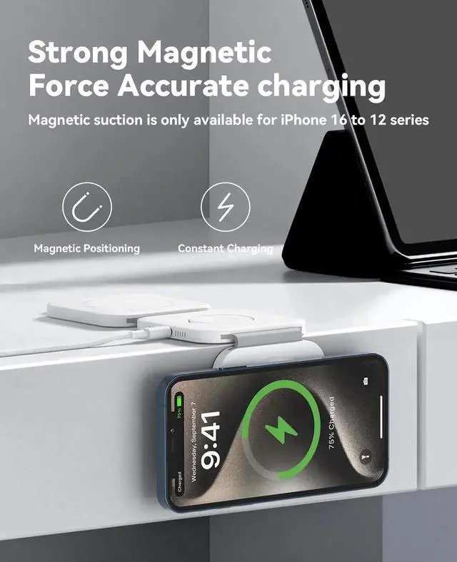 Alt view image 4 of 6 - 3 in 1 Charging Station for Multiple Devices Foldable Magnetic Fast Wireless Charger Dock Travel Charging Pad for iPhone 16 15 14 13 12 Pro Max Plus Watch Series & AirPods 4/3/2/Pro