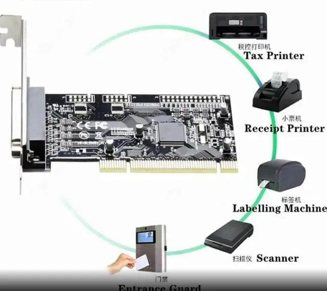 Alt view image 3 of 6 - JAENFONG 1 Port DB25 25Pin Parallel Port LPT Printer Expansion Card PCI to DB25 Adapter Controller Riser Card Chipset AX9865 for Desktop
