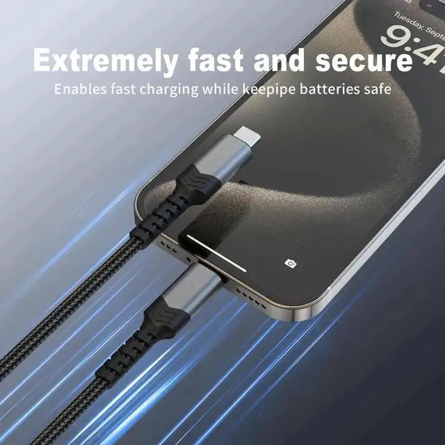 Alt view image 6 of 6 - JAENFONG USB to USB C Cable[2park 4FT] USB Type C Fast Chargr Cable 3.1A Braided USB A to Type-C Charger Cable for iPad iphone15 Galaxy Note Pixel One Plus etc