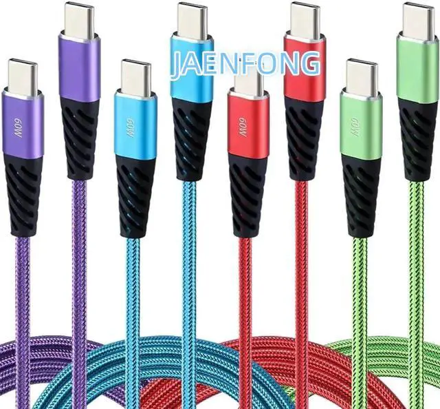 Main image of JAENFONG USB C Cable to USB C Charger Cable 4-Pack 10ft Fast Charging USB C Cable Nylon Braided 60W(5A) Type C to Type C Charging Cable for Phone 16 15/15 Pro/15 Plus/15 Pro Max S22 S23 Note 20