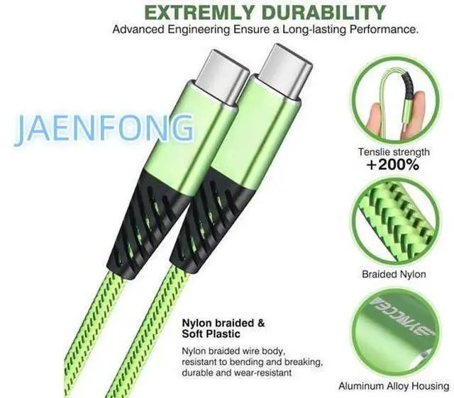 Alt view image 3 of 6 - JAENFONG USB C Cable to USB C Charger Cable 4-Pack 10ft Fast Charging USB C Cable Nylon Braided 60W(5A) Type C to Type C Charging Cable for Phone 16 15/15 Pro/15 Plus/15 Pro Max S22 S23 Note 20