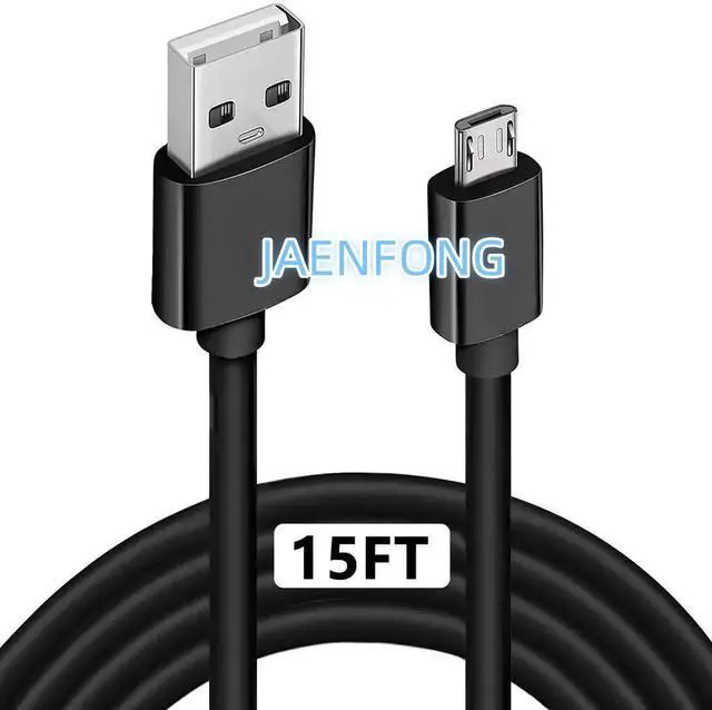 Main image of Micro USB Cable 15Ft Extra Long Controller Charger Compatible with PS4 PlayStation 4 Charger Cord Fast Android USB Charging Cable Black