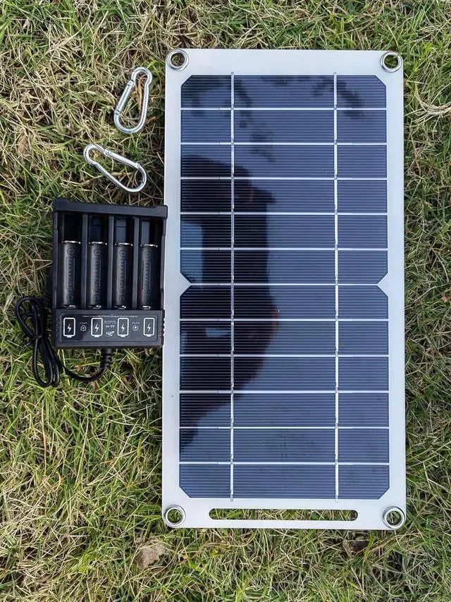 Alt view image 2 of 7 - HUYINGC Solar power Charger with 6 Watt Portable Solar Panel for 1.2V AA & AAA Ni-MH Ni-CD Household Rechargeable Batteries and with 5V USB Output for cellphone or other Batteries needed charging-Blac