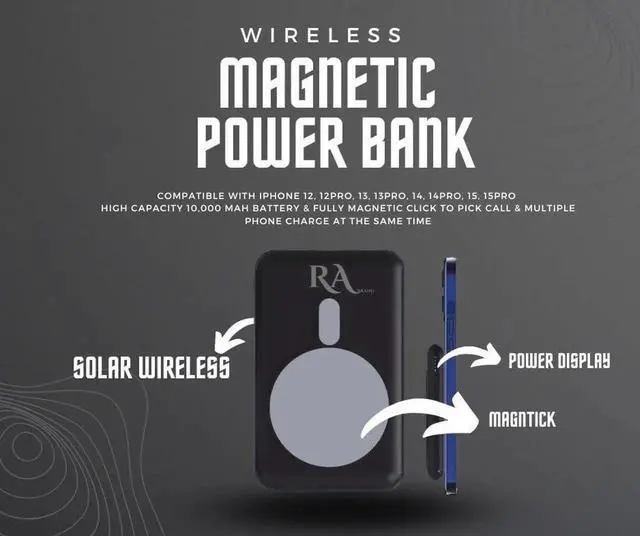 Alt view image 4 of 7 - JAENFONG Magnetic Charger Portable Charger Power Bank Phone Solar Charger Power Bank Fast Charging Portable Power Bank Portable Phone Charger Cellphone Wireless Charger 10000 mAh 126280