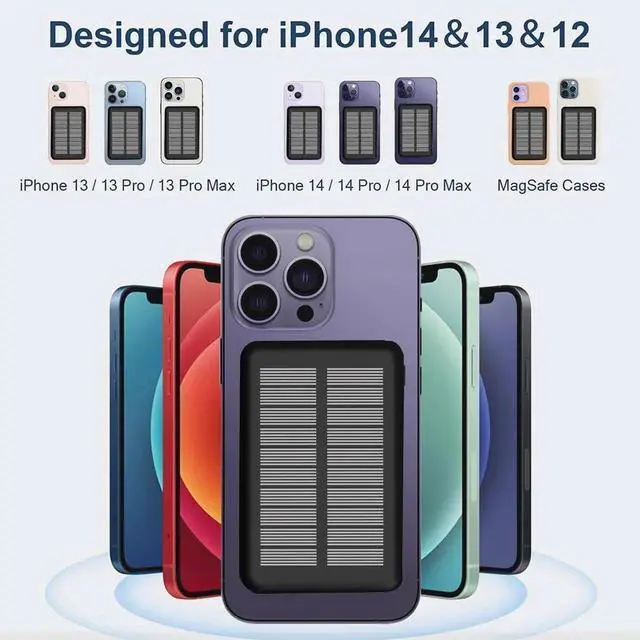 Alt view image 5 of 7 - JAENFONG Magnetic Charger Portable Charger Power Bank Phone Solar Charger Power Bank Fast Charging Portable Power Bank Portable Phone Charger Cellphone Wireless Charger 10000 mAh 126280