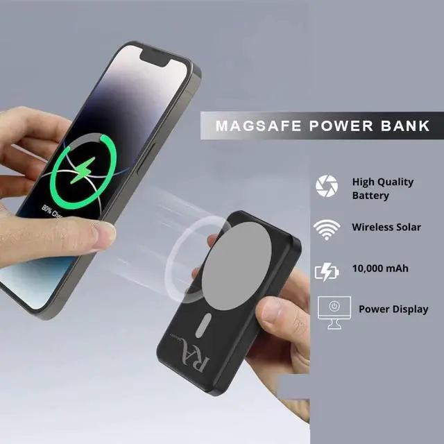 Alt view image 6 of 7 - JAENFONG Magnetic Charger Portable Charger Power Bank Phone Solar Charger Power Bank Fast Charging Portable Power Bank Portable Phone Charger Cellphone Wireless Charger 10000 mAh 126280