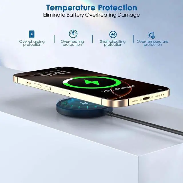 Alt view image 7 of 7 - Magnetic Wireless Charger iPhone 6FT Charger for MagSafe Charger 2Pack Fast Wireless Charging Pad for iPhone 16 Pro Max/16 Pro/16 Plus/15 ProMax/15/14/13/12/AirPods 3/2/Pro Mag-Safe Charging Pad