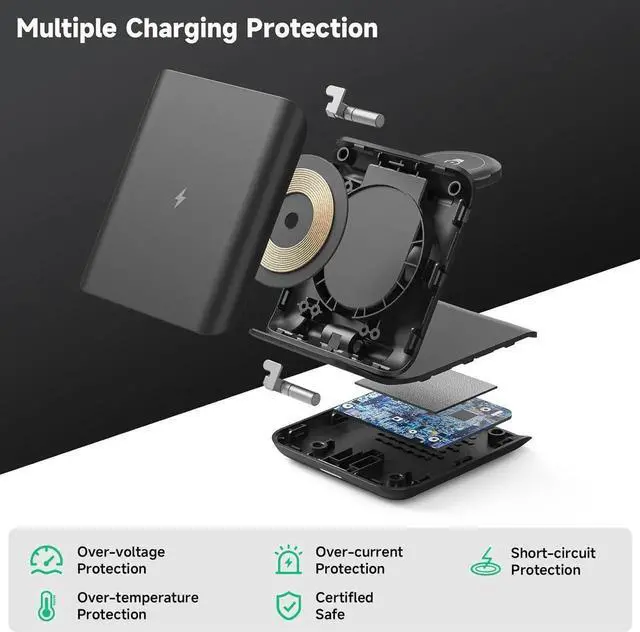 Alt view image 5 of 6 - Wireless Charger for Galaxy Z Flip 2 in 1 Foldable Travel Fast Wireless Charging Stand for Galaxy Z Flip 7/6/5/4/3 Galaxy S24 Ultra/S23/S22/Note 20 Galaxy Watch 7/Ultra/6 Black