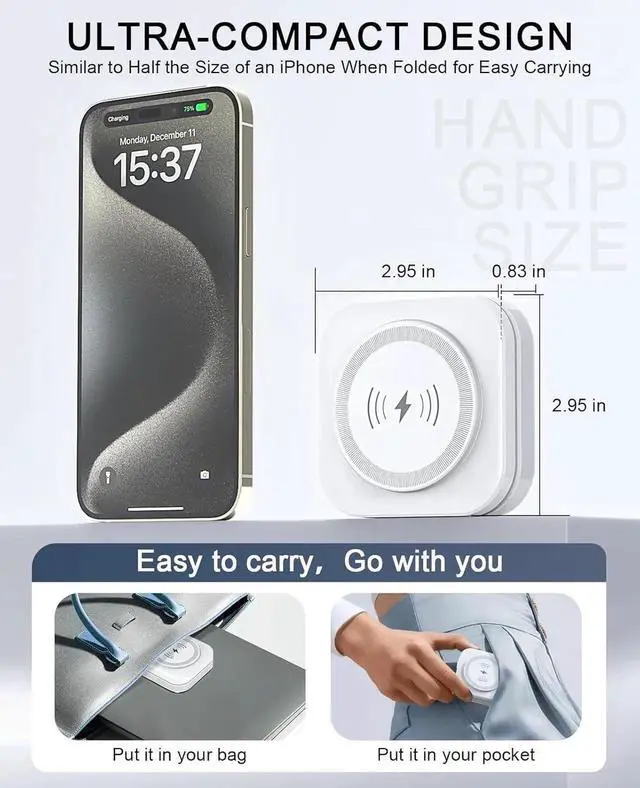 Alt view image 2 of 7 - 5-in-1 Magnetic Wireless Charging Stand for MagSafe Charger with Night Light for iPhone 16/15/14/13/12 Watch AirPods Travel Magnetic Charger Nightstand Charging Station (Adapter Included)