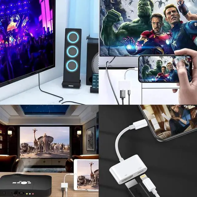 Alt view image 2 of 7 - JAENFONG Lightning to HDMI Adapter for iPhone [ MFi Certified] Digital AV Dongle 1080P Sync Screen Cable with Lightning Charging Port for iPhone iPad to TV/Projector/Monitor No Need Power Supply