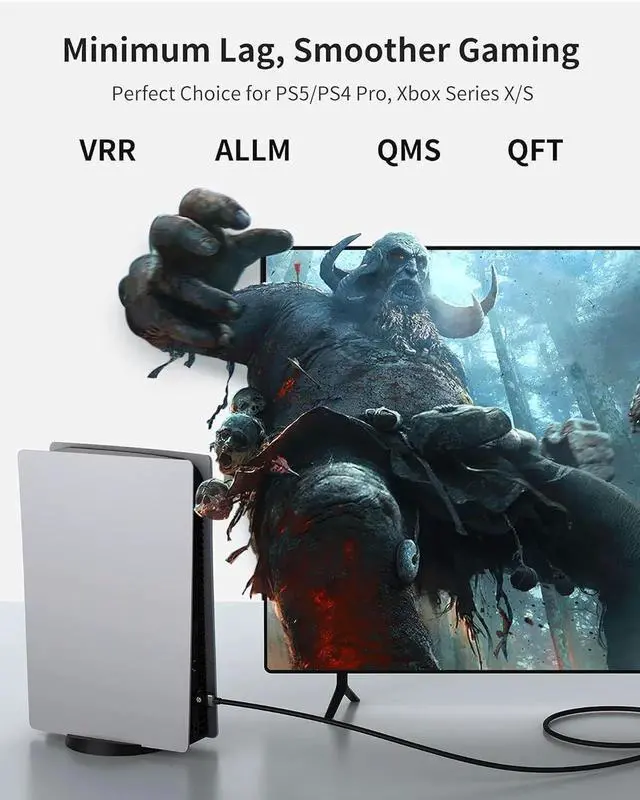 Alt view image 2 of 7 - JAENFONG 8K HDMI ARC/eARC Cable 2.1 for Soundbar 6.6ft 8K@60Hz 4K@120Hz High Speed HDMI Cord for Gaming 48Gbps Dolby Atoms HDR10 HDCP Compatible for Vizio Sound bar UHD TV Blu-ray