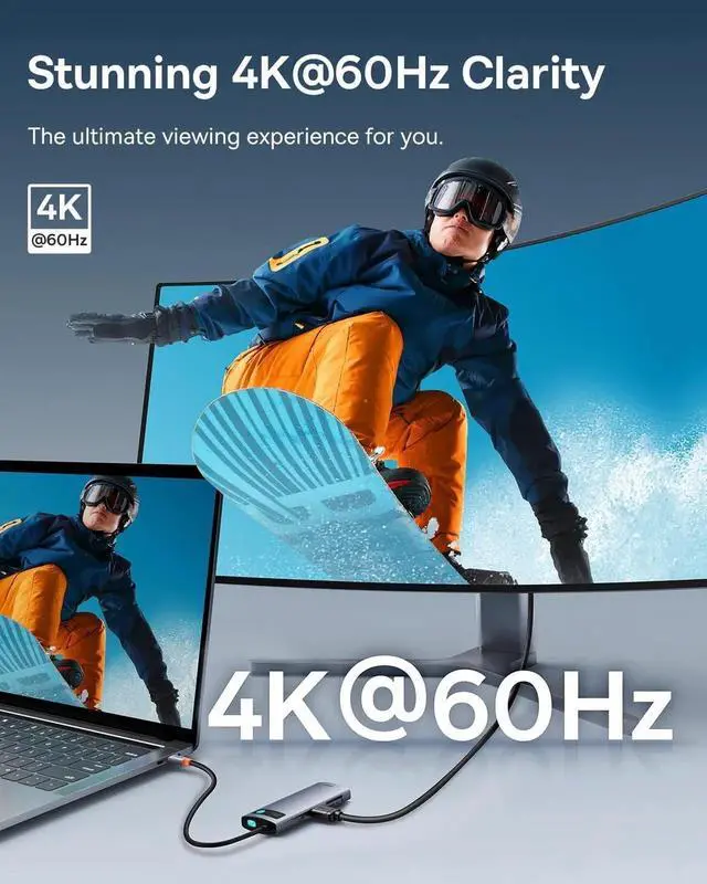 Alt view image 7 of 7 - JAENFONG USB C to HDMI Adapter 4K@60Hz USB C Docking Station 7 in 1 USB C Hub with 3 USB-A PD 100W TF/SD Card Reader Compatible for iPhone 15/Mac///HP//Steam Deck/Rog Ally