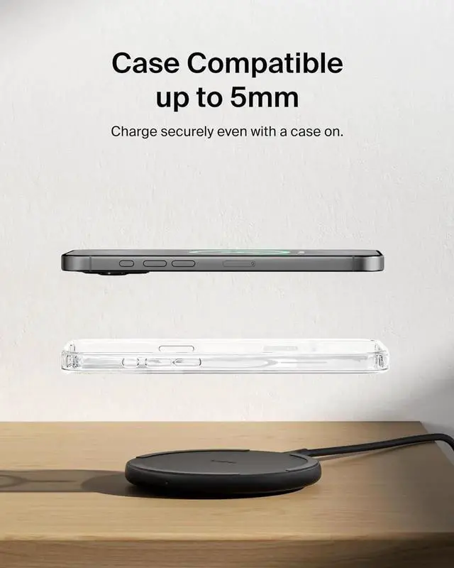 Alt view image 4 of 7 - Wireless Charging Pad 15W - Qi Charger Charging Station for iPhone 16 iPhone 15/14/13 Series AirPods Galaxy S25 Galaxy S24 Pixel - Power Supply and Cable Included - Black