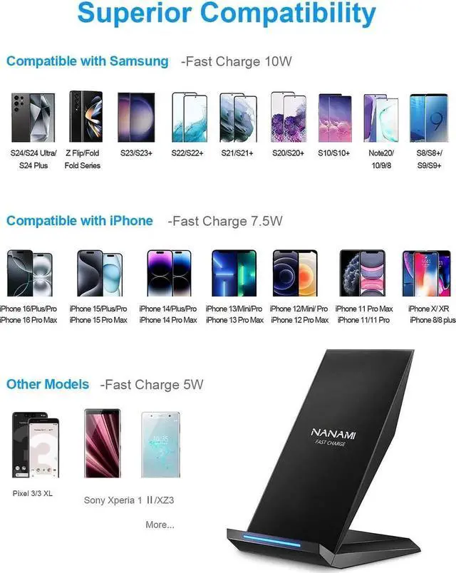 Alt view image 6 of 7 - Nanami 2 in 1 Wireless Charger Equipped with PD 30W Adapter Qi Certified Fast Charging Stand with USB-A Port Compatible iPhone 16/15/14/13/12/11 Phone Charger for Galaxy S25/S24/S23/S22/S21