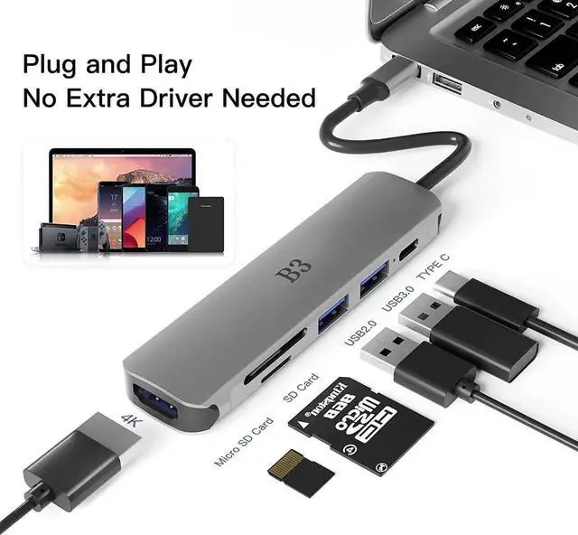 Alt view image 3 of 6 - JAENFONG USB C Hub USB C to HDMI MultiPort Adapter for MacBook Pro 7 in 1 Dongle with 4K HDMI/100W PD/USB3.0&2.0/SD/TF Card Reader Compatible for MacBook Air iPad Pro Surface Chromebook XPS S23