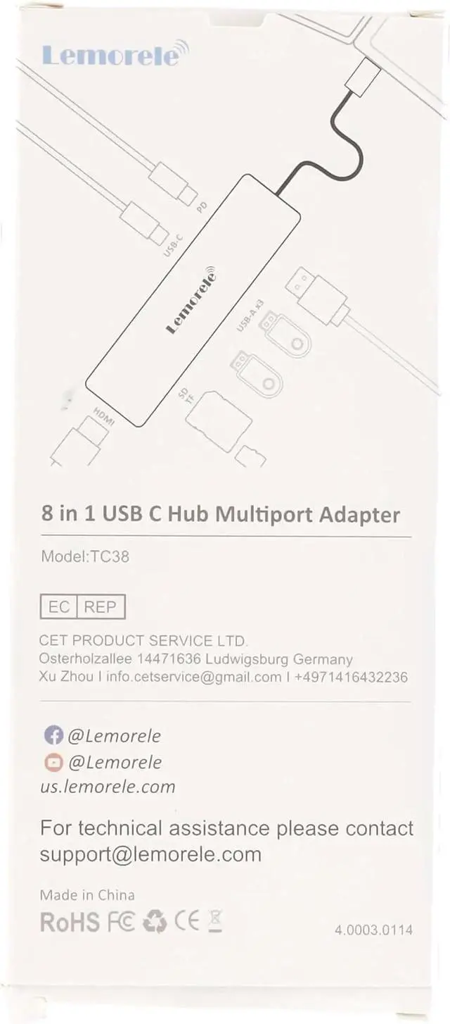 Alt view image 4 of 6 - JAENFONG USB C Hub USB C to HDMI MultiPort Adapter for MacBook Pro 7 in 1 Dongle with 4K HDMI/100W PD/USB3.0&2.0/SD/TF Card Reader Compatible for MacBook Air iPad Pro Surface Chromebook XPS S23