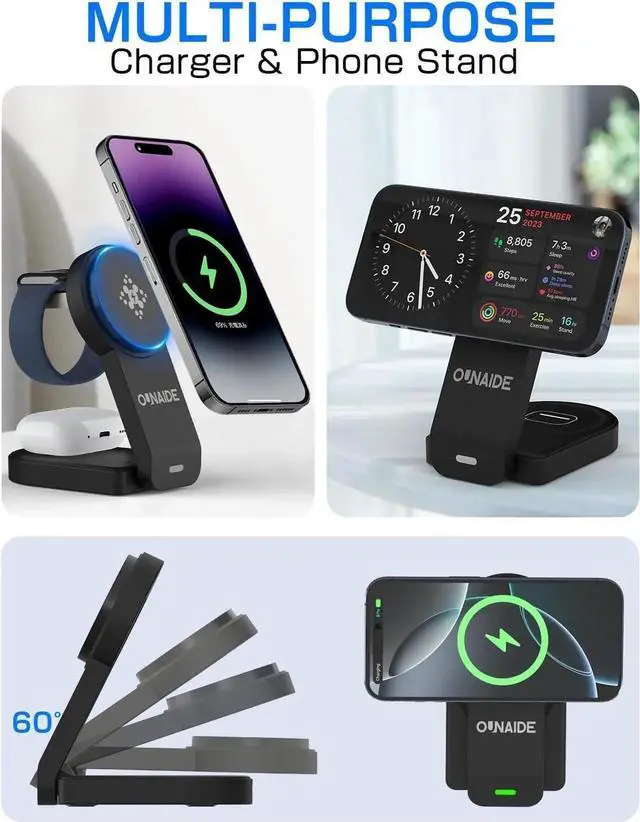 Alt view image 5 of 7 - 3 in 1 Wireless Charger Charging Station for iPhone 18w Foldable Magnetic Charging Stand 3 in 1 Charging Station Charger Stand Desk Accessories Multiple Devices iPhone Watch Airpods
3 in 1 Wireless Ch