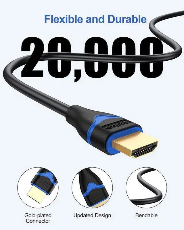 Alt view image 4 of 7 - JAENFONG 4K HDMI Cables 3FT 5-Pack HDMI Cord 3 Foot High Speed HDMI to HDMI Cable 2.0(4K@60Hz 2K@144Hz 1080P@120Hz 18Gbps HDR 3D HDCP 2.2 ARC) for HDTV Switch PS4/PS5 Xbox Blu-ray Monitor 3.3FT/1M