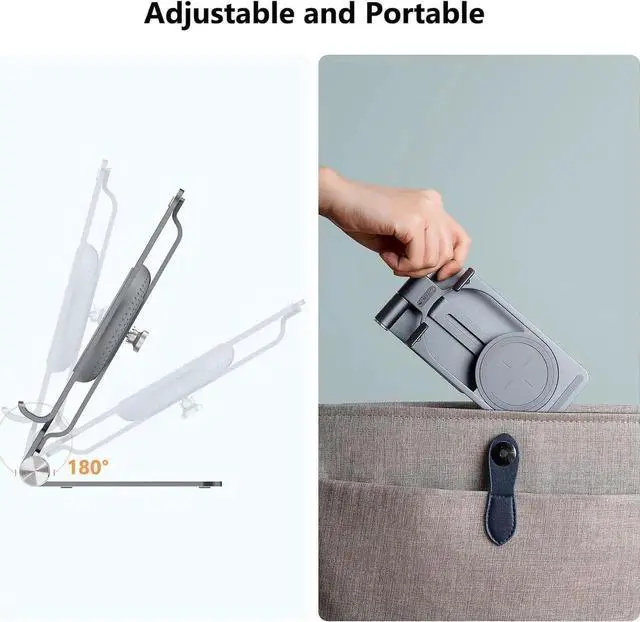 Main image of Fast Wireless Charger - Metal Foldable and Adjustable Wireless Charging Stand for iPhone 16 15 14 13 12 Galaxy S25 S24 S23 S22 S21 Ultra/Plus and Android Phones Space Grey