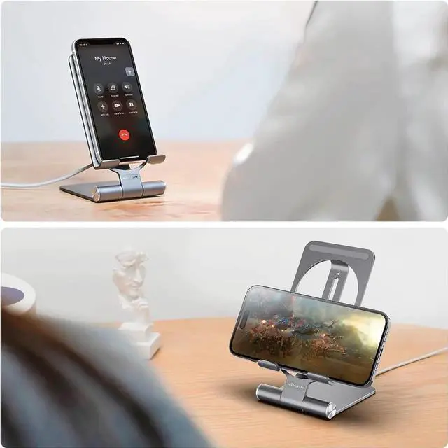Alt view image 4 of 6 - Fast Wireless Charger - Metal Foldable and Adjustable Wireless Charging Stand for iPhone 16 15 14 13 12 Galaxy S25 S24 S23 S22 S21 Ultra/Plus and Android Phones Space Grey