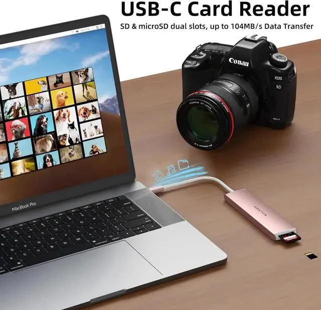 Alt view image 2 of 7 - JAENFONG 7 in 1 USB-C Hub with 4K HDMI 100W PD 5Gbps Data Port(1 Type-C & 2 USB 3.0) SD/TF Reader Thunderbolt 4 Dock Multiport Adapter for MacBook Pro Air Mac iPad 10/Mini 6 Surface (Pink)