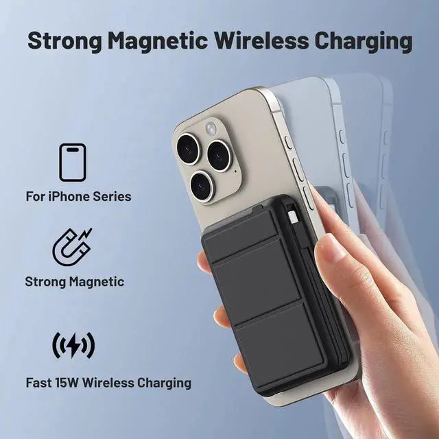 Alt view image 5 of 7 - for Magsafe Battery Pack 10000mAh Magnetic Power Bank 22.5W PD Fast Charging with USB-C Cable LED Display Wireless Portable Charger for Magsafe with Stand for iPhone 16/15/14/13/12/Pro/Pro Max