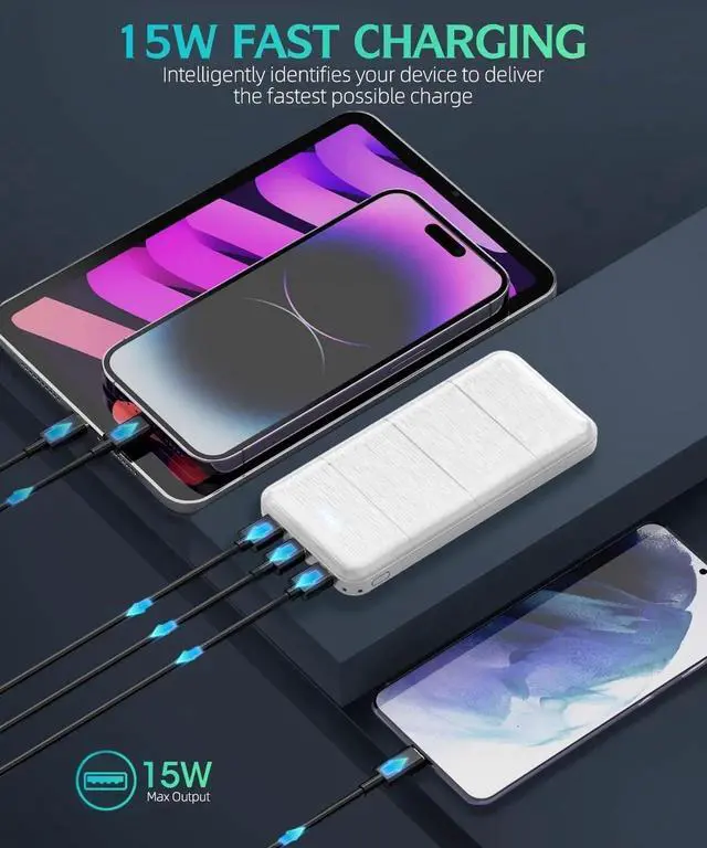 Alt view image 2 of 7 - JAENFONG Portable-Charger-Power-Bank - 2 Pack 15000mAh Dual USB Power Bank Output 5V3.1A Fast Charging Portable Charger Compatible with Smartphones and All USB Devices