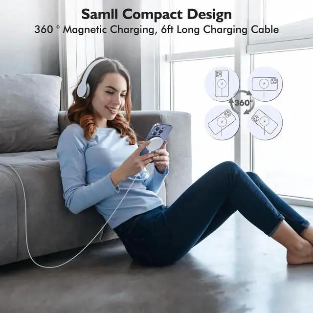 Alt view image 7 of 7 - Magnetic Charger for iPhone 16 Mag-Safe Fast Wireless Charging 2Pack 6Foot Magnetic Charger Pad with 2Pack USB C PD Fast Charging Block for iPhone 16/16 Pro/Pro Max/Plus/15/14/13 AirPods 3/Pro 2