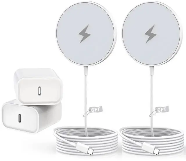 Main image of Magnetic Charger for iPhone 16 Mag-Safe Fast Wireless Charging 2Pack 6Foot Magnetic Charger Pad with 2Pack USB C PD Fast Charging Block for iPhone 16/16 Pro/Pro Max/Plus/15/14/13 AirPods 3/Pro 2