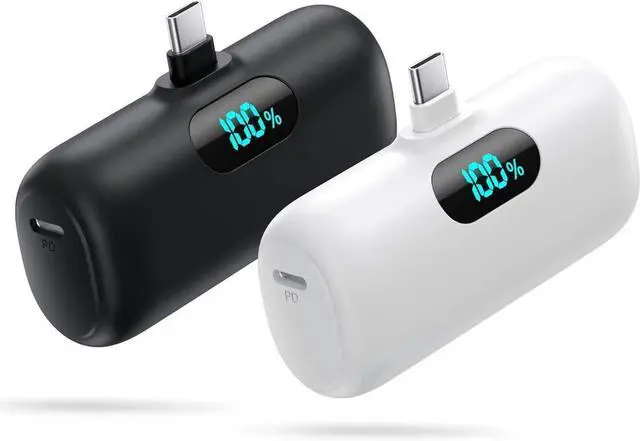 Main image of JAENFONG [2-Pack] Mini Portable Charger 5000mAh Power Bank 3A PD USB C Cell Phone Portable Power LCD Display Battery Pack Compatible with iPhone 16/15/15 plus/15 pro/15 pro Max/Android//Moto/LG etc