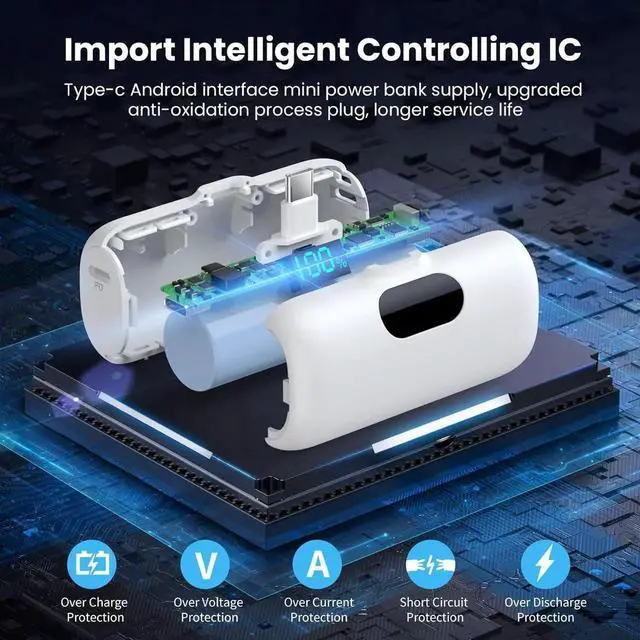 Alt view image 7 of 7 - JAENFONG [2-Pack] Mini Portable Charger 5000mAh Power Bank 3A PD USB C Cell Phone Portable Power LCD Display Battery Pack Compatible with iPhone 16/15/15 plus/15 pro/15 pro Max/Android//Moto/LG etc