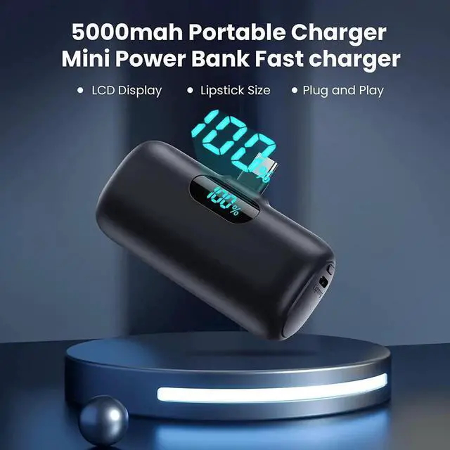 Alt view image 4 of 7 - JAENFONG [2-Pack] Mini Portable Charger 5000mAh Power Bank 3A PD USB C Cell Phone Portable Power LCD Display Battery Pack Compatible with iPhone 16/15/15 plus/15 pro/15 pro Max/Android//Moto/LG etc