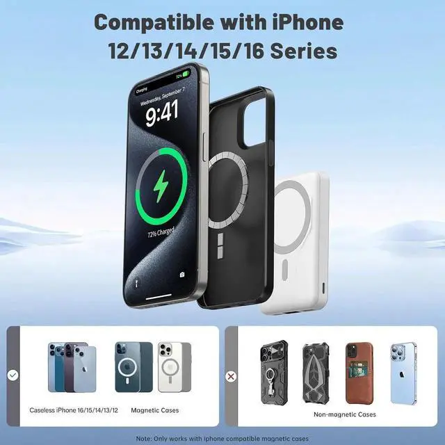Alt view image 2 of 7 - Wireless Portable Charger with Stand Slim 10000mAh Magnetic Power Bank for Magsafe 22.5W Fast Charging Battery Pack with Digital Display Compatible with iPhone 16/15/14/13/12 Series