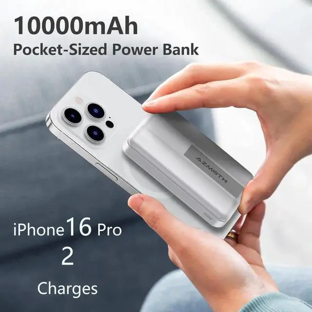 Alt view image 3 of 7 - Wireless Portable Charger with Stand Slim 10000mAh Magnetic Power Bank for Magsafe 22.5W Fast Charging Battery Pack with Digital Display Compatible with iPhone 16/15/14/13/12 Series