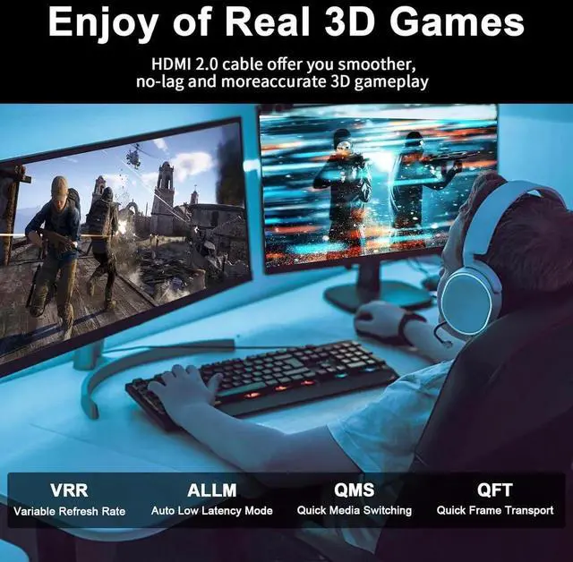 Alt view image 3 of 6 - JAENFONG HDMI Cable 50ft 4K@60Hz 18Gbps High Speed HDMI 2.0 Cord Ultra HD Ethernet Audio Return Video 4K 1080p 3D Arc HDR Compatible with Xbox PS5/PS4 HDTV Laptop ect(Gold)