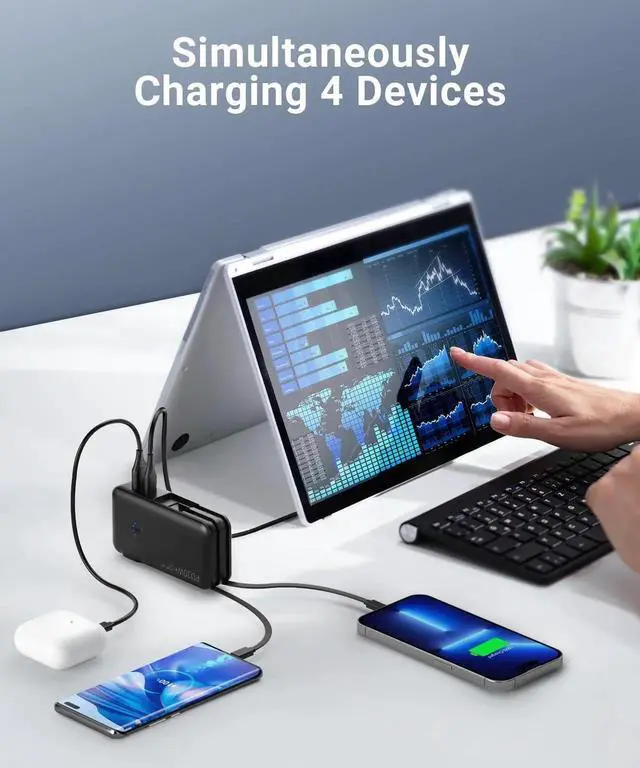 Alt view image 3 of 7 - JAENFONG Portable Charger Power Bank 16000mAh Power Bank Built-in AC Wall Plug and Cables PD 30W and QC4.0 Fast Charger for iPhone and Android Phones and Most Electronic Devices (Black)